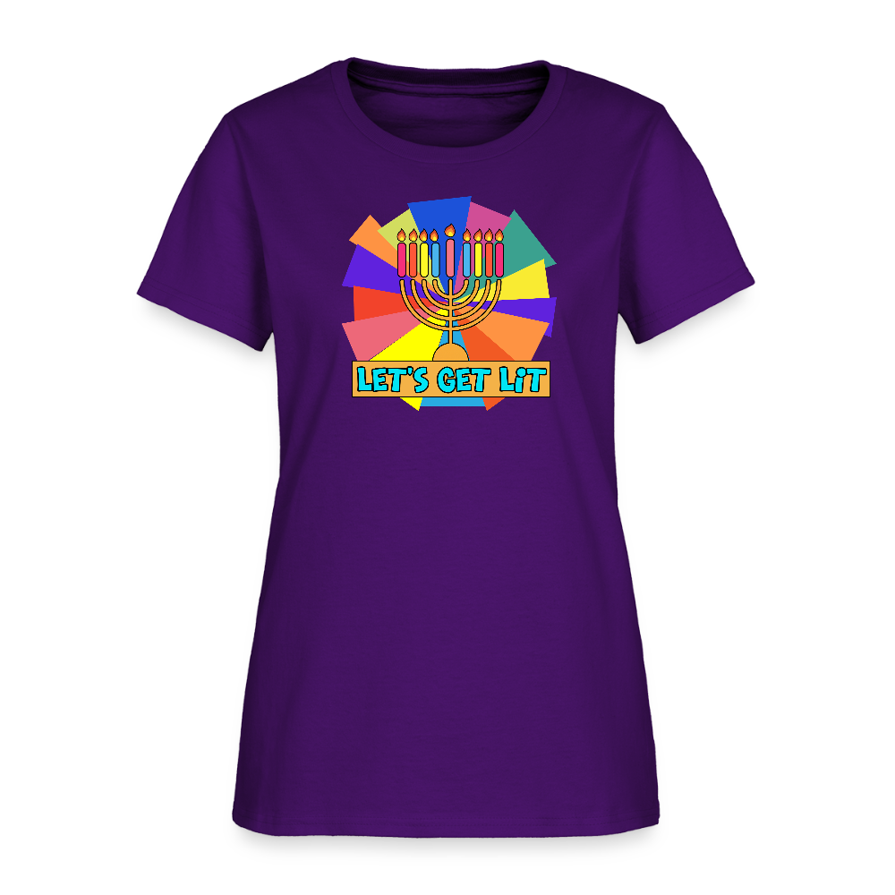 Glow & Get Lit Chanukah Menorah Women's T-Shirt - purple