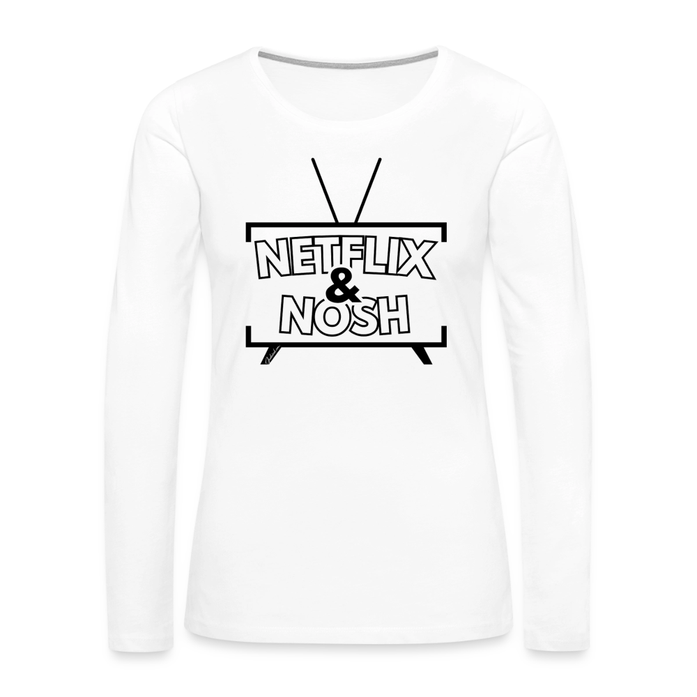 Netflix & Nosh Women's Premium Long Sleeve T-Shirt - white