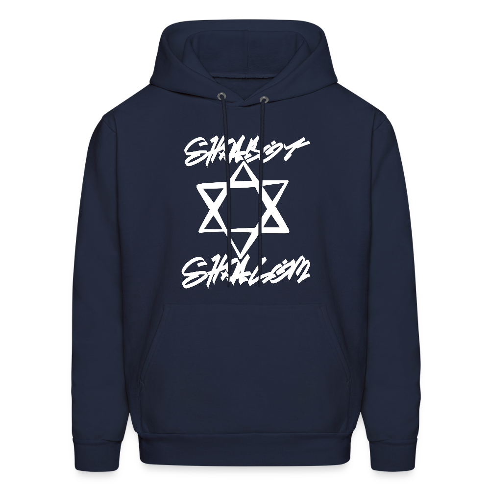 Shabbat Shalom Graffiti Light Star Men's Hoodie - navy
