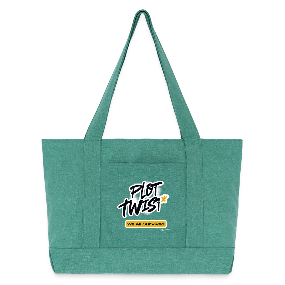 Plot Twist Cotton Pigment Dyed Tote Bag - mermaid green