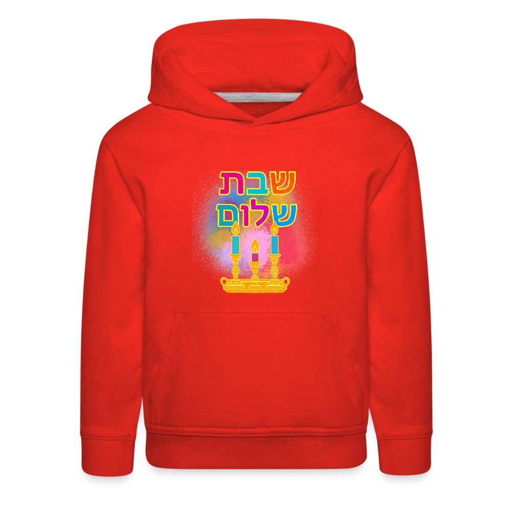 Shabbat Shalom Neon Hebrew Art Kids‘ Premium Hoodie - red