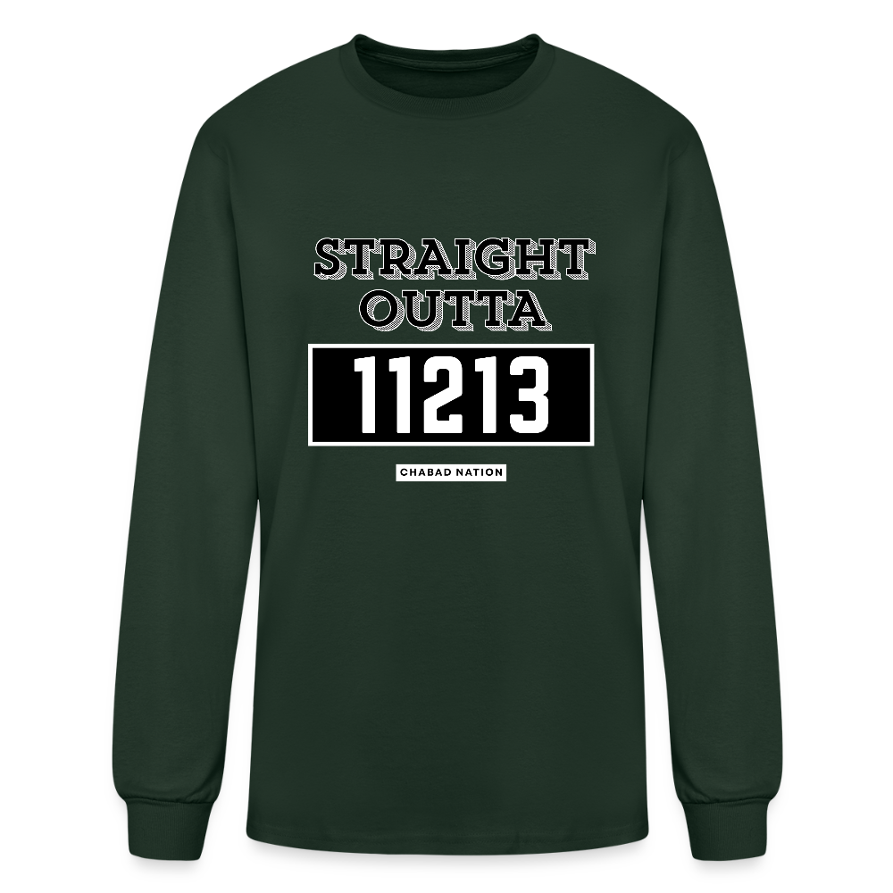 Straight Outta 11213 Men's Long Sleeve T-Shirt - forest green