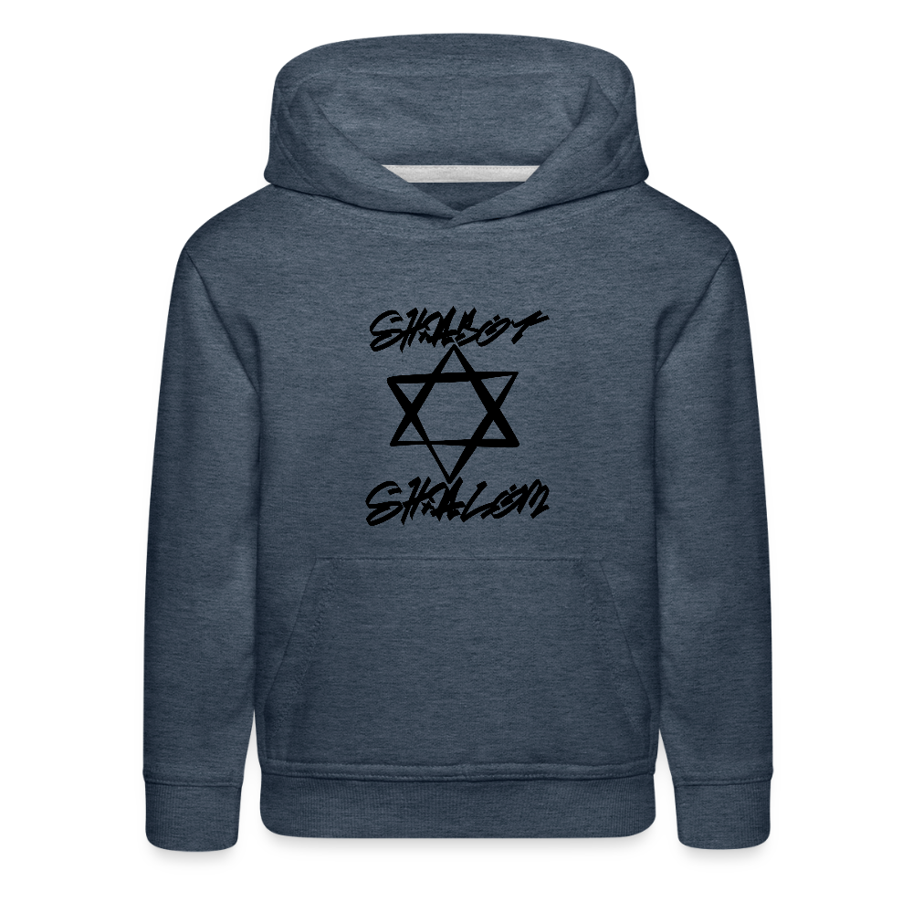 Shabbat Shalom Graffiti Star Kids‘ Premium Hoodie - heather denim
