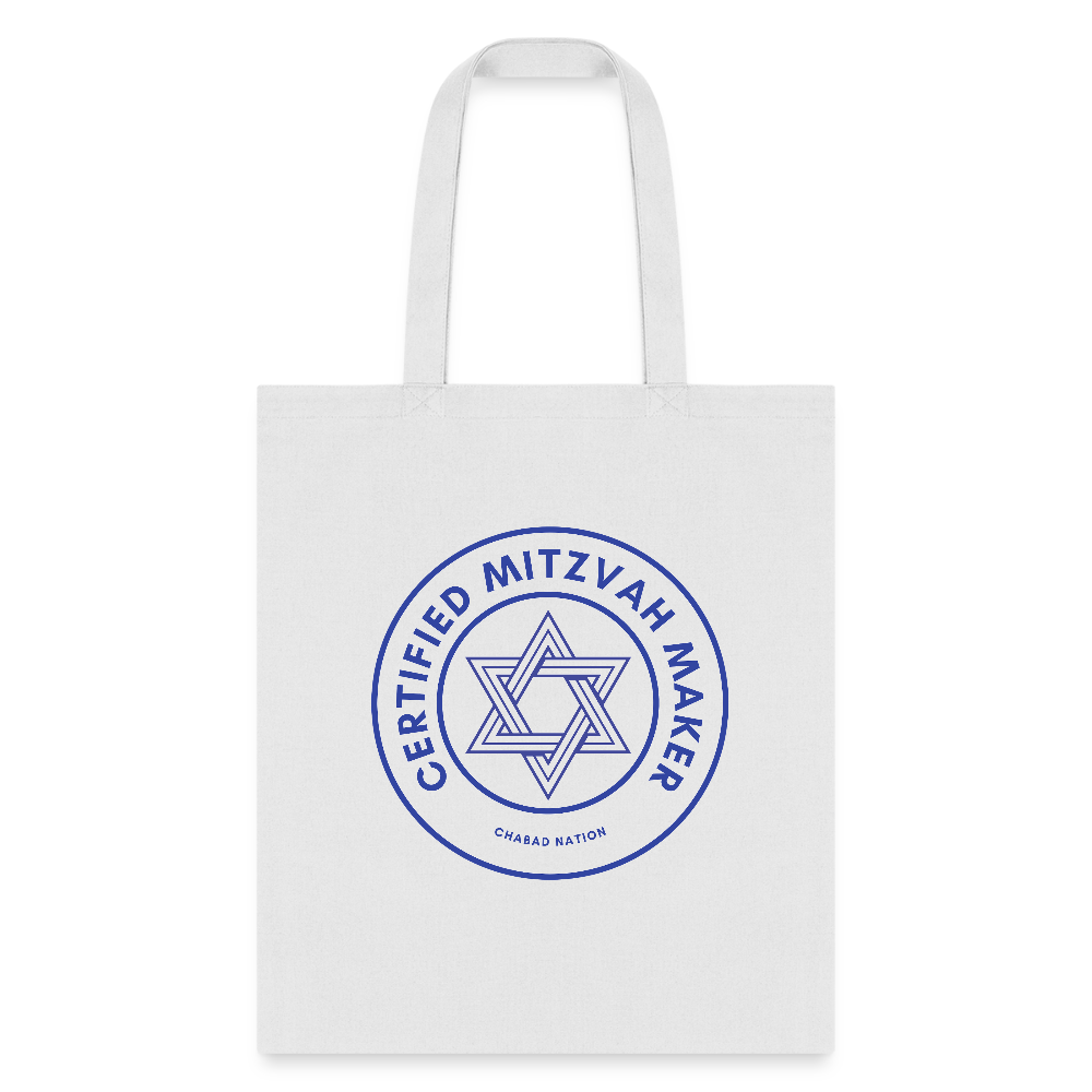 Certified Mitzvah Maker Tote Bag - white
