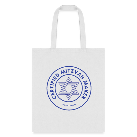 Certified Mitzvah Maker Tote Bag - white
