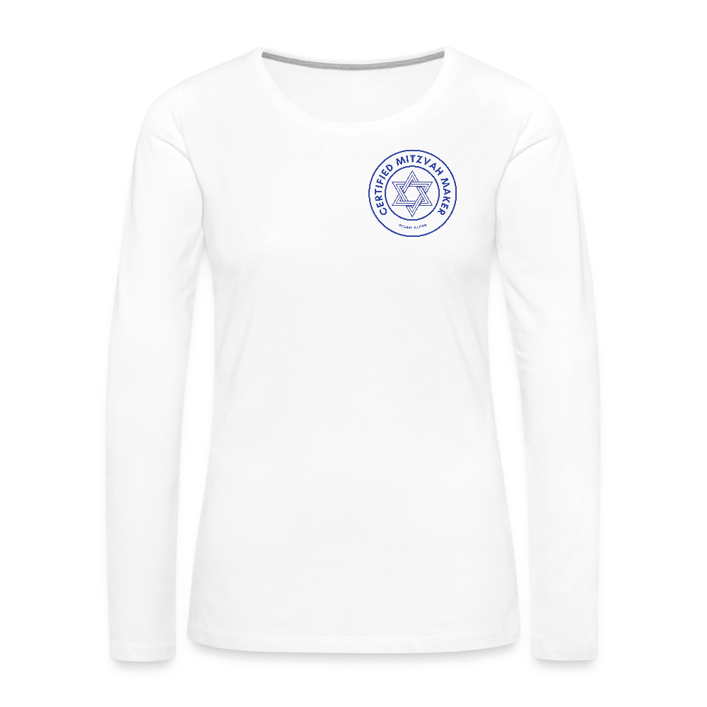 Certified Mitzvah Maker Badge Women's Premium Long Sleeve T-Shirt - white