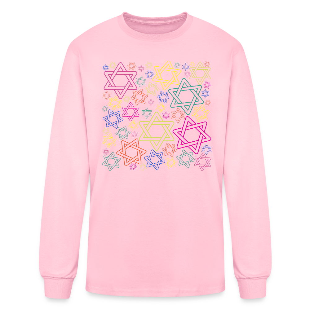 Neon Star of David Festival Men's Long Sleeve T-Shirt - pink