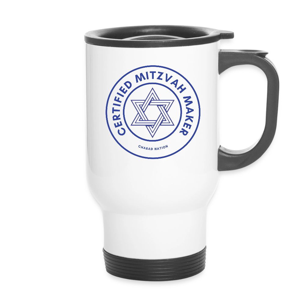 Certified Mitzvah Maker Travel Mug - white