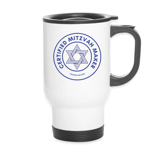 Certified Mitzvah Maker Travel Mug - white