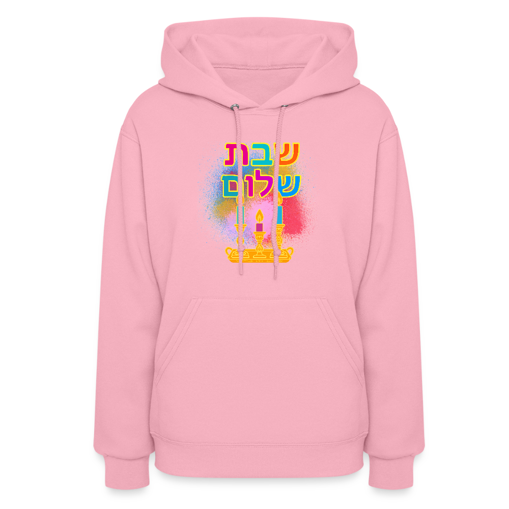 Shabbat Shalom Neon Hebrew Art Women's Hoodie - classic pink