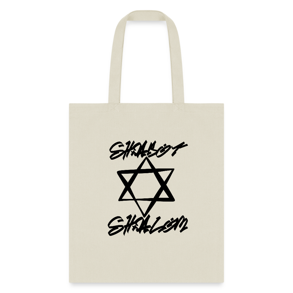 Shabbat Shalom Graffiti Star Tote Bag - natural