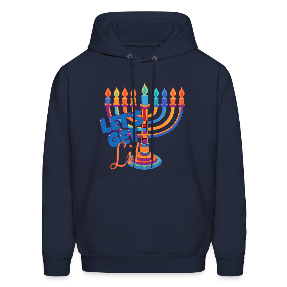 Let’s Get Lit Menorah Men's Hoodie - navy