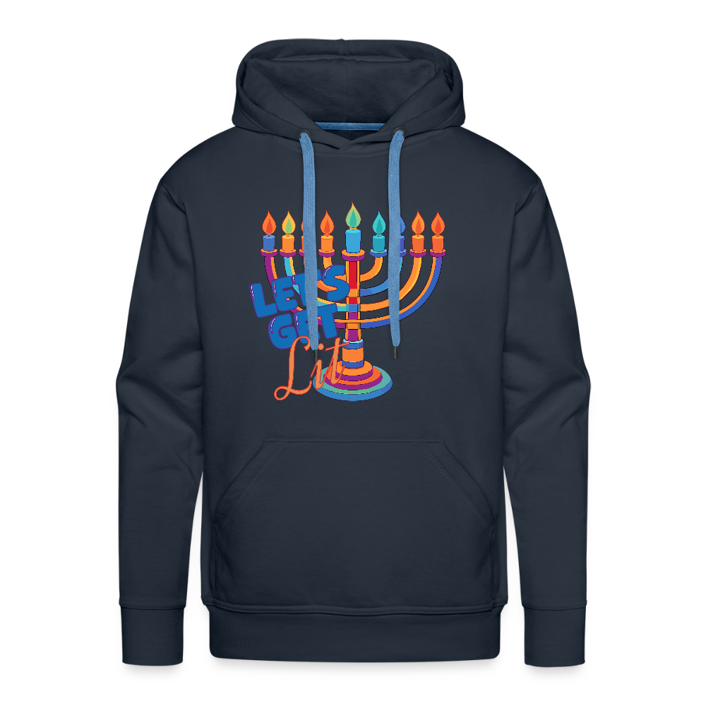 Let's Get Lit Menorah Men’s Premium Hoodie - navy