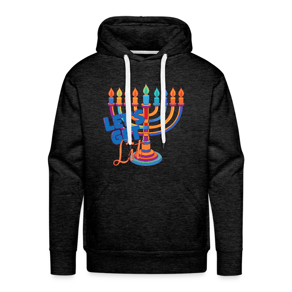 Let's Get Lit Menorah Men’s Premium Hoodie - charcoal grey