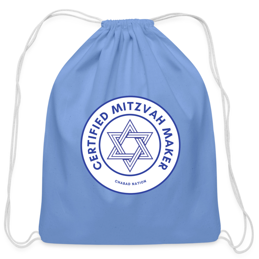 Certified Mitzvah Maker Cotton Drawstring Bag - carolina blue
