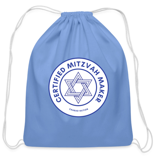 Certified Mitzvah Maker Cotton Drawstring Bag - carolina blue