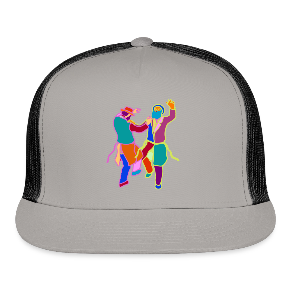 Colorful Dancing Rabbis Trucker Hat - gray/black