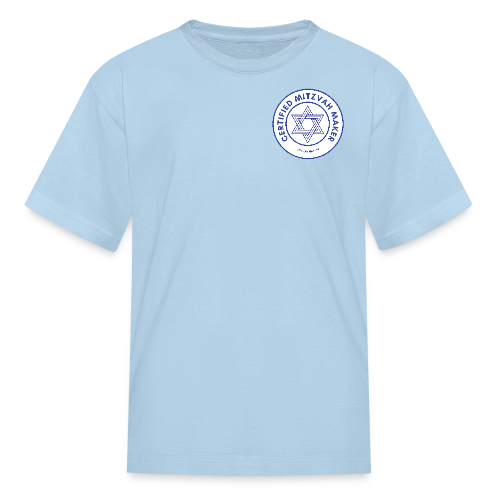 Certified Mitzvah Maker Badge Kids' T-Shirt - powder blue