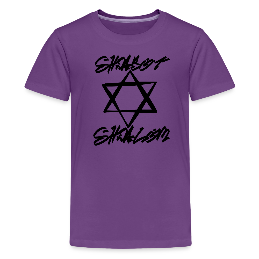 Shabbat Shalom Graffiti Star Kids' Premium T-Shirt - purple