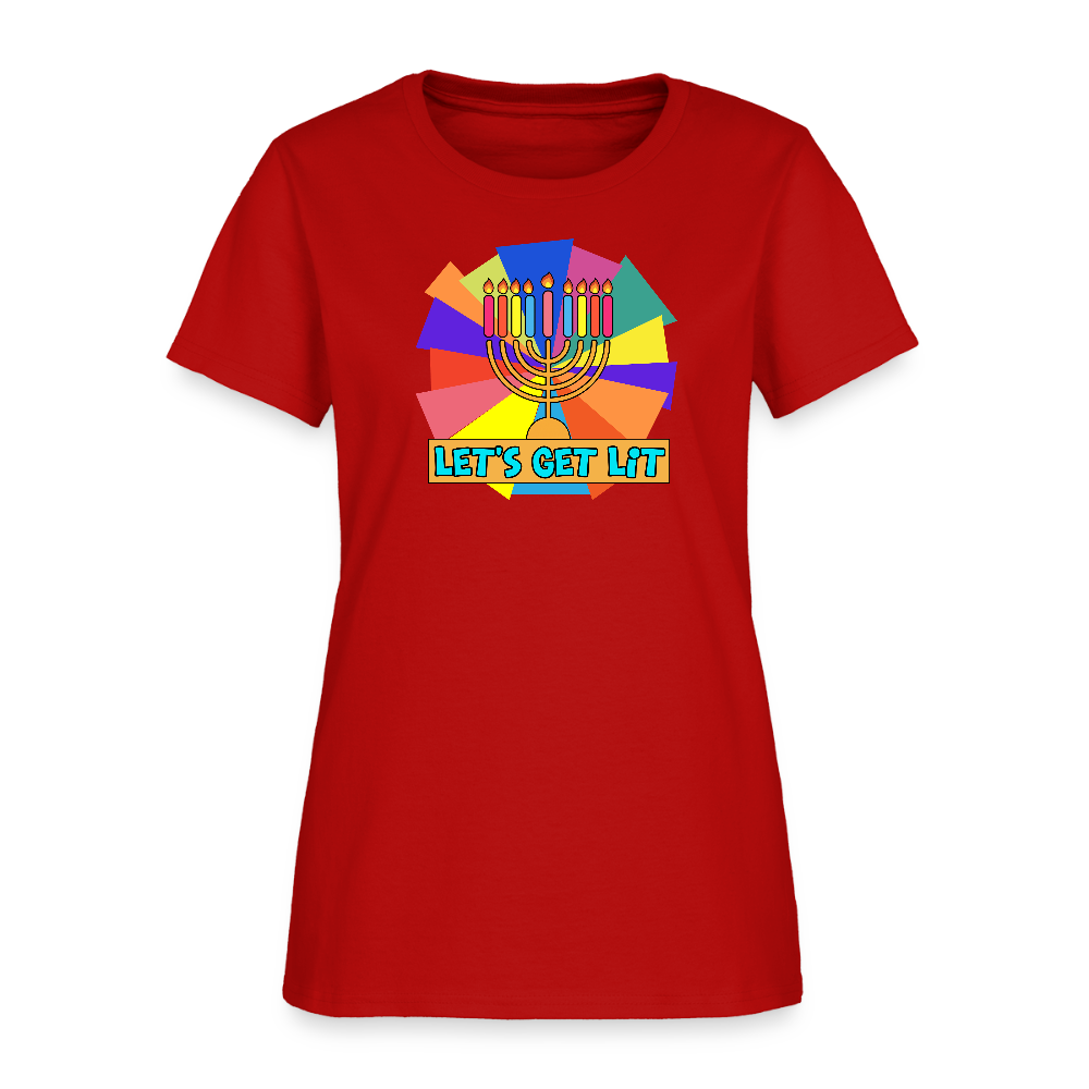 Glow & Get Lit Chanukah Menorah Women's T-Shirt - red