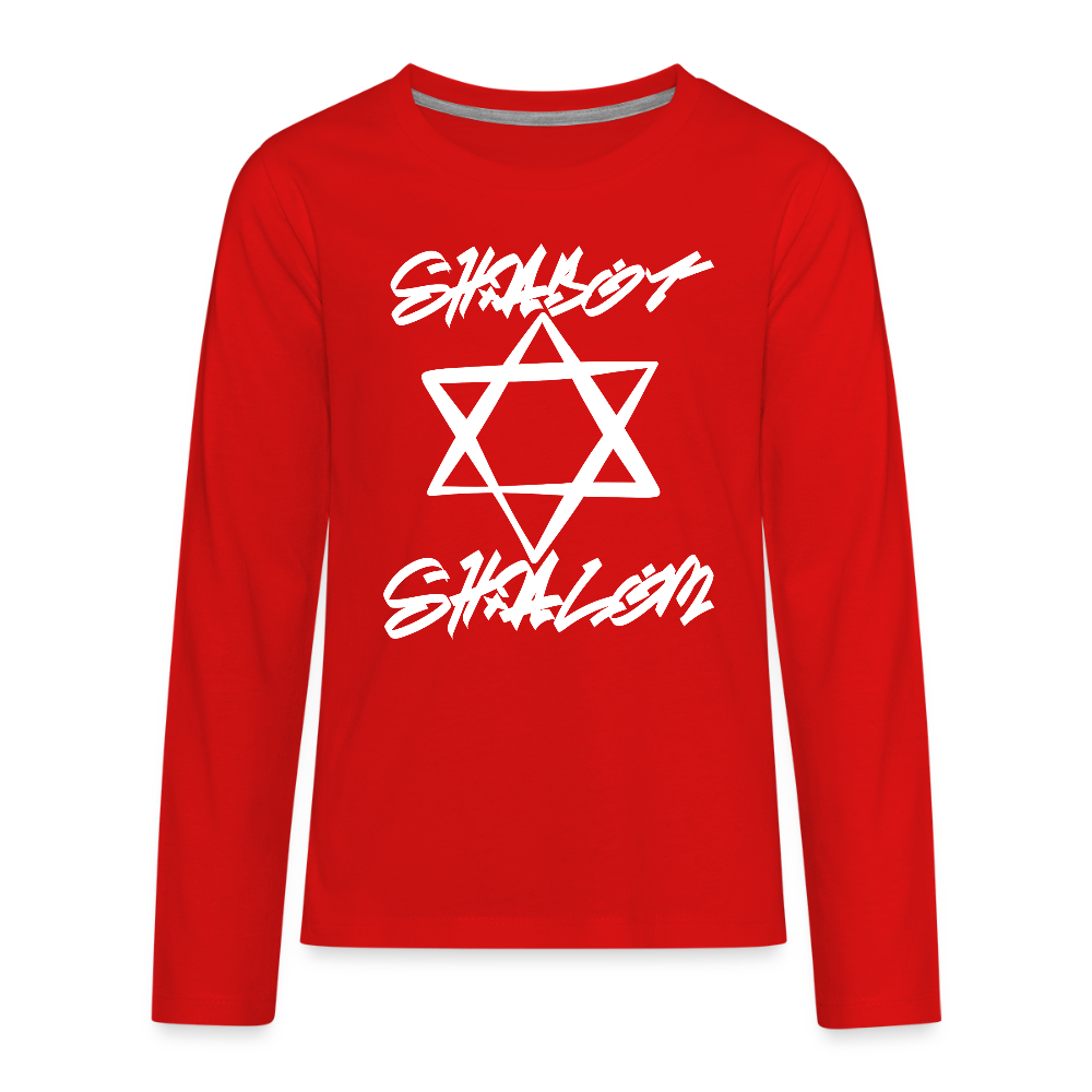 Shabbat Shalom Graffiti Light Star Kids' Premium Long Sleeve T-Shirt - red