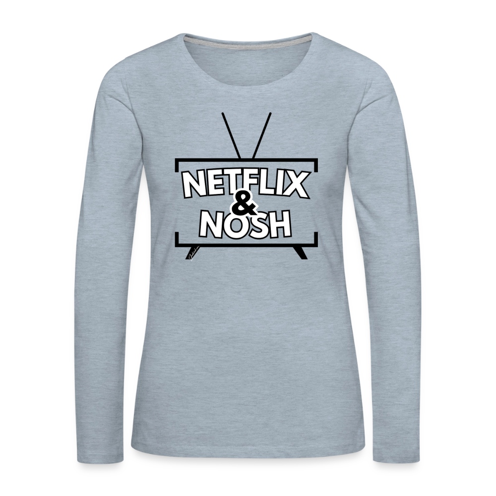 Netflix & Nosh Women's Premium Long Sleeve T-Shirt - heather ice blue
