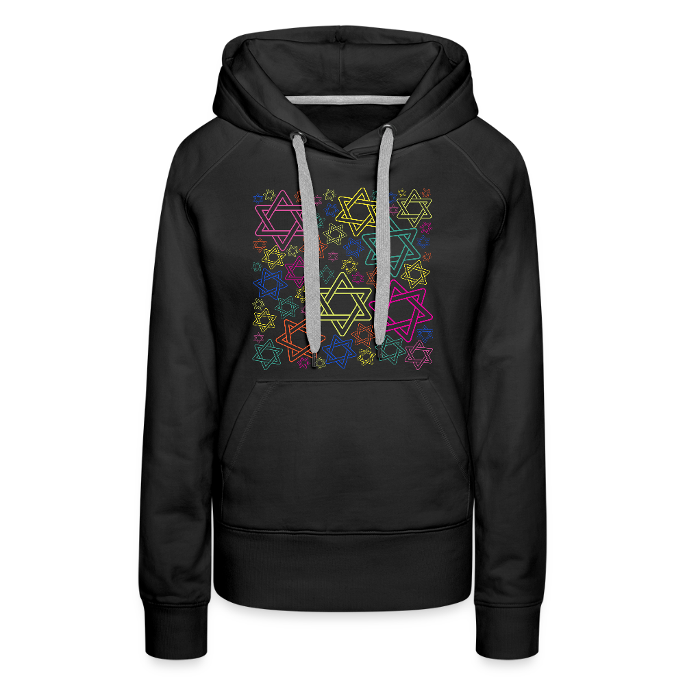 Neon Star of David Festival Women’s Premium Hoodie - black