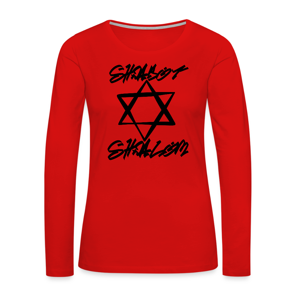 Shabbat Shalom Graffiti Star Women's Premium Long Sleeve T-Shirt - red