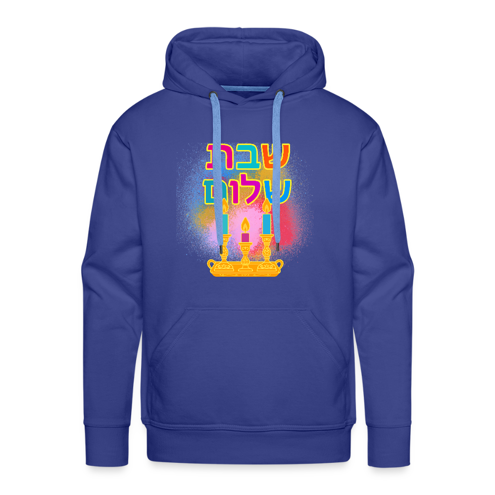 Shabbat Shalom Neon Hebrew Art Men’s Premium Hoodie - royal blue
