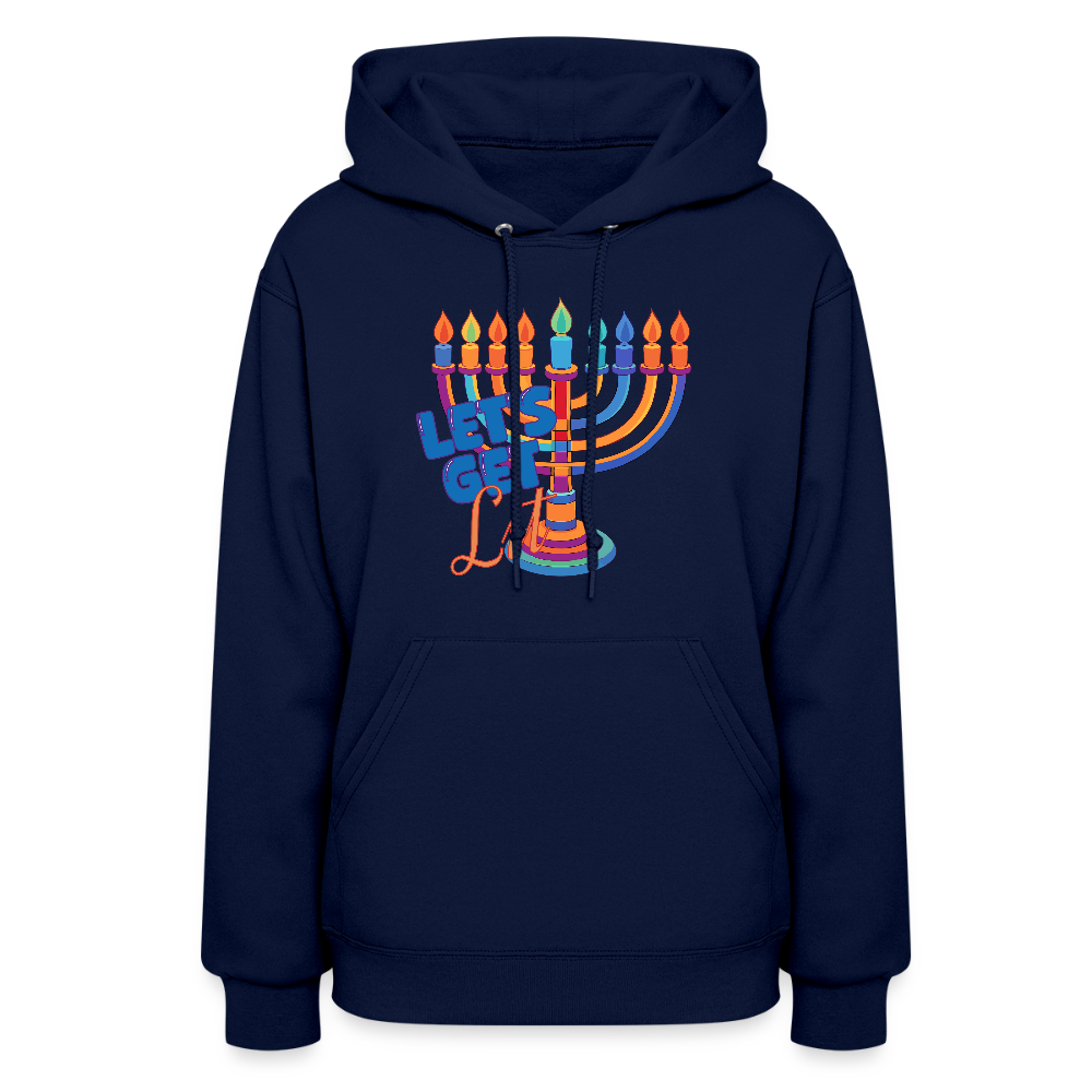 Let's Get Lit Menorah Women's Hoodie - navy