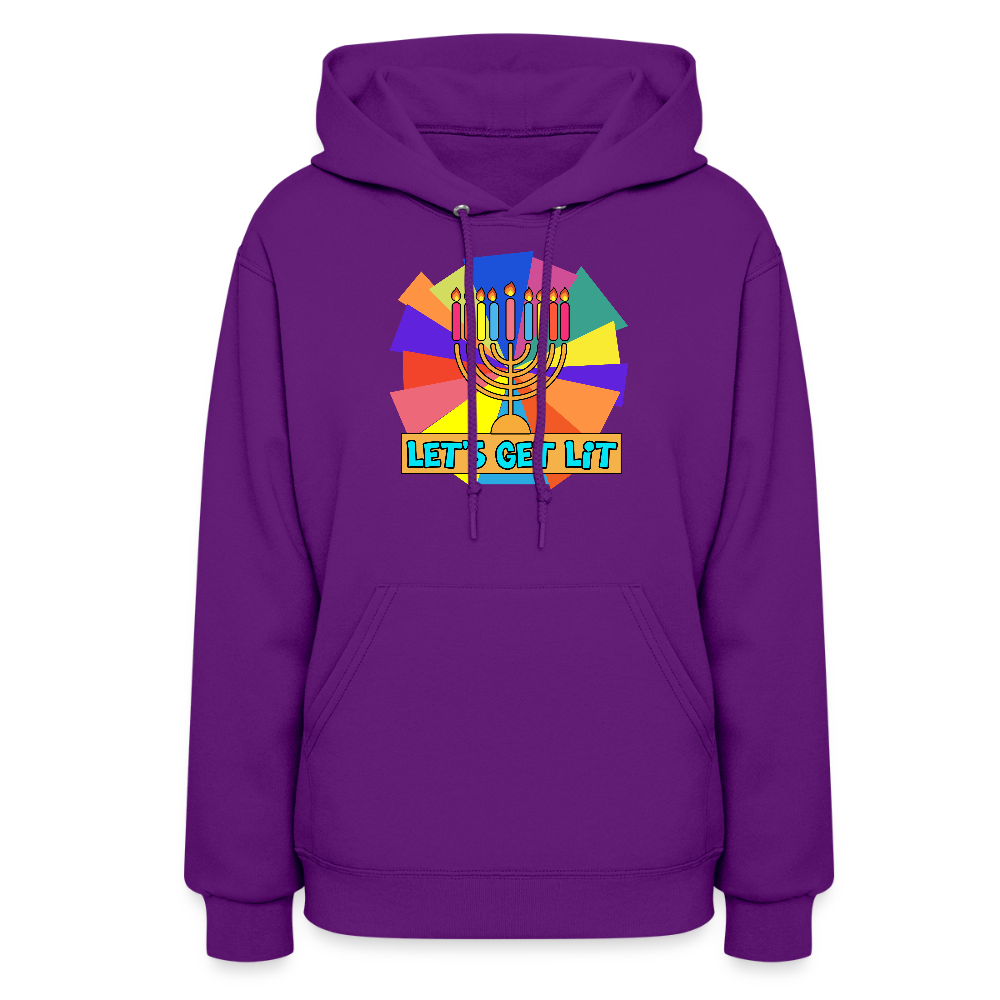 Glow & Get Lit Chanukah Menorah Women's Hoodie - purple