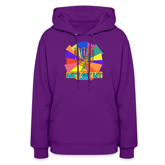 Glow & Get Lit Chanukah Menorah Women's Hoodie - purple