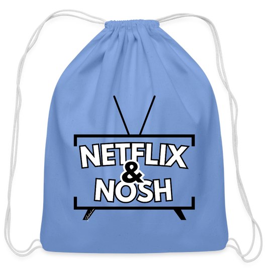 Netflix & Nosh Cotton Drawstring Bag - carolina blue