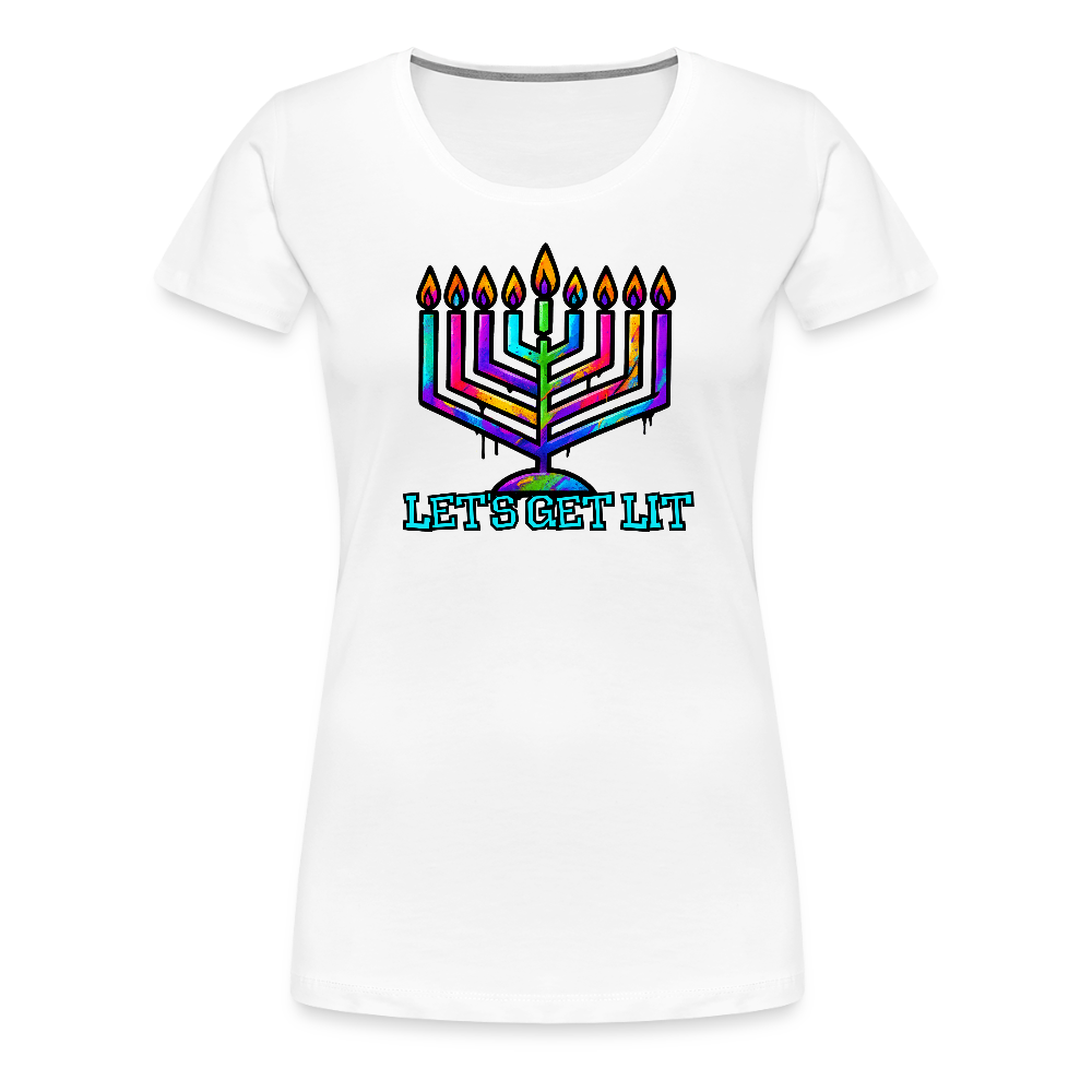 Let's Get Lit Chabad Menorah Women’s Premium T-Shirt - white