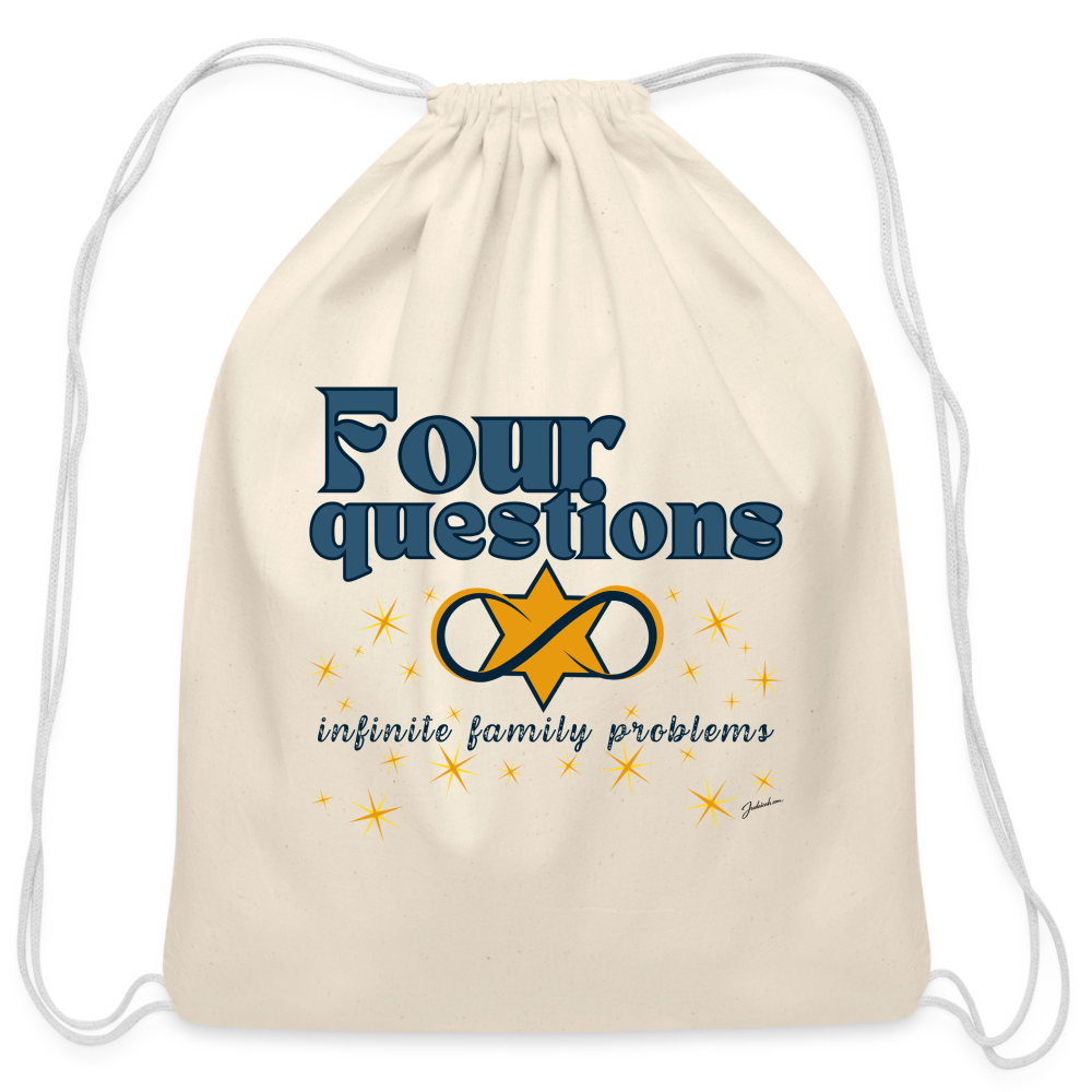 Four Questions Cotton Drawstring Bag - natural