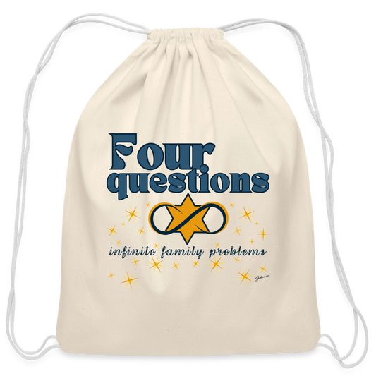Four Questions Cotton Drawstring Bag - natural