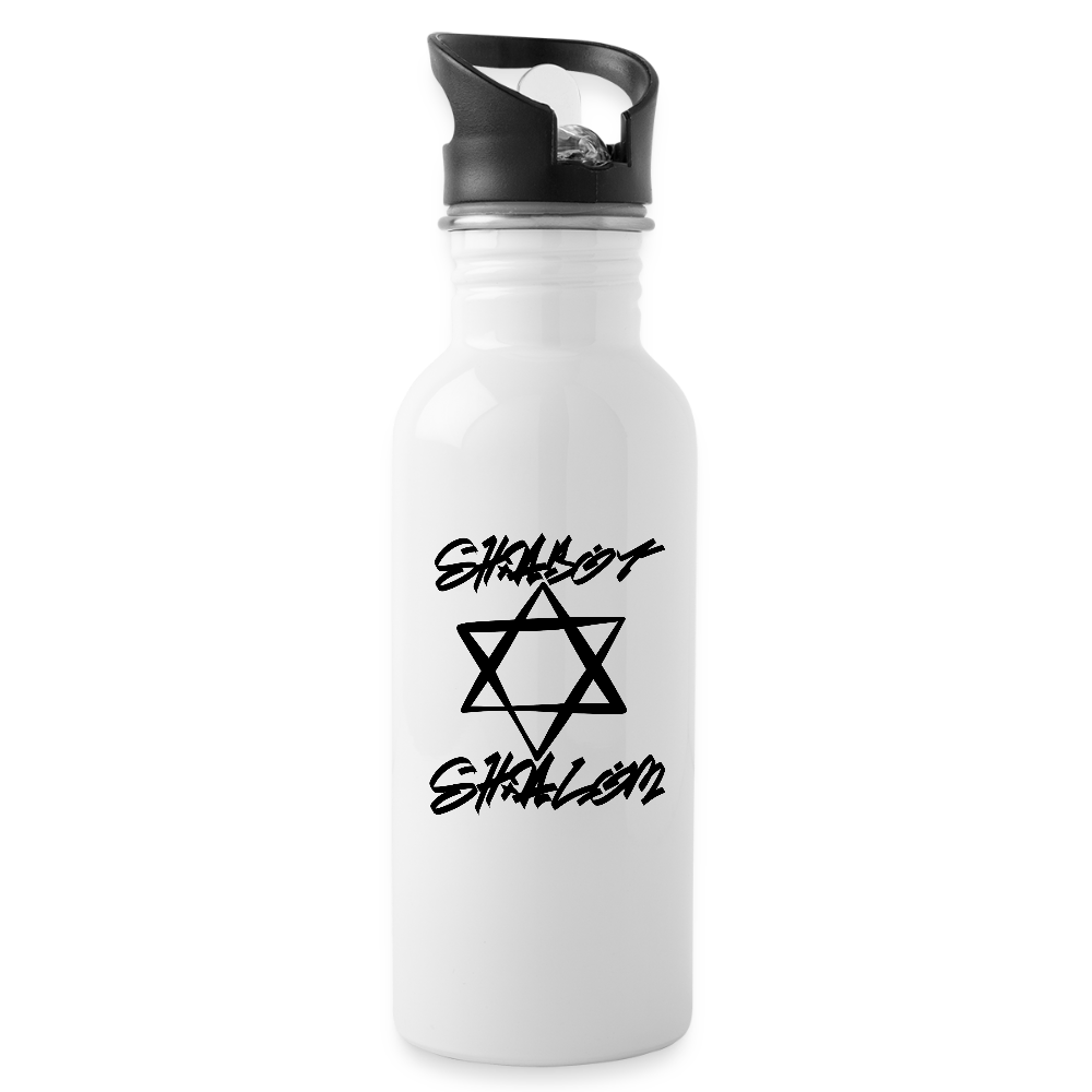 Shabbat Shalom Graffiti Star Water Bottle - white