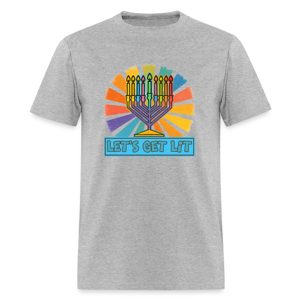 Radiant Retro Let's Get Lit Menorah Men's T-Shirt | GILDAN 5000 - heather gray