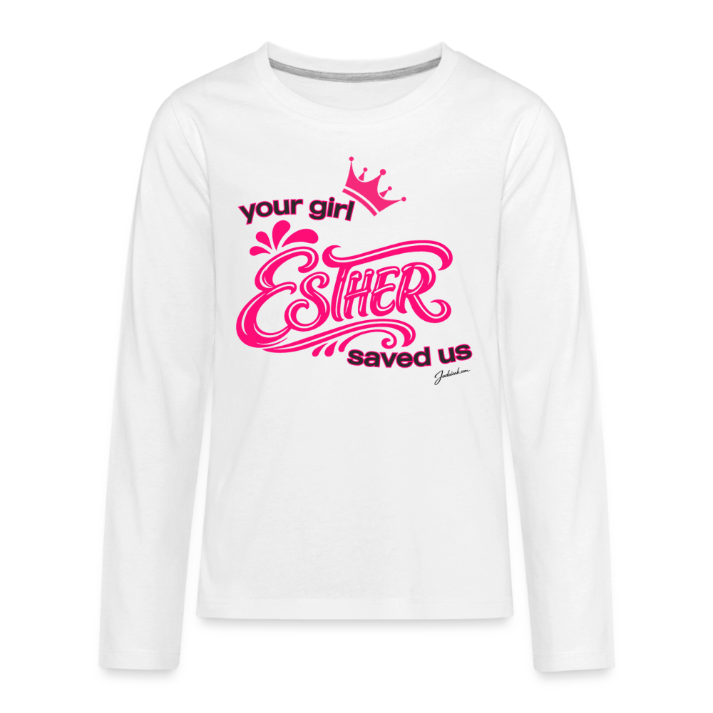 Your Girl Esther Kids' Premium Long Sleeve T-Shirt - white