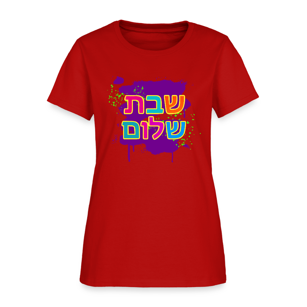 Shabbat Shalom Neon Pop Women's T-Shirt - red