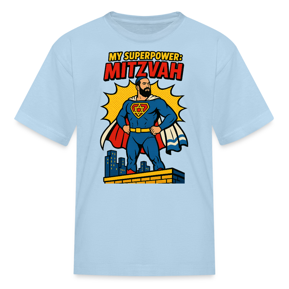 My Superpower: Mitzvah Kids' T-Shirt - powder blue