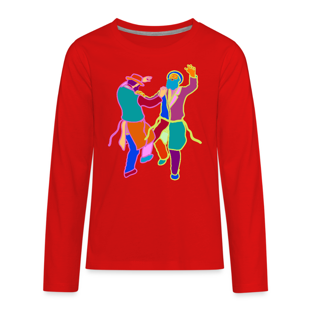Colorful Dancing Rabbis Kids' Premium Long Sleeve T-Shirt - red