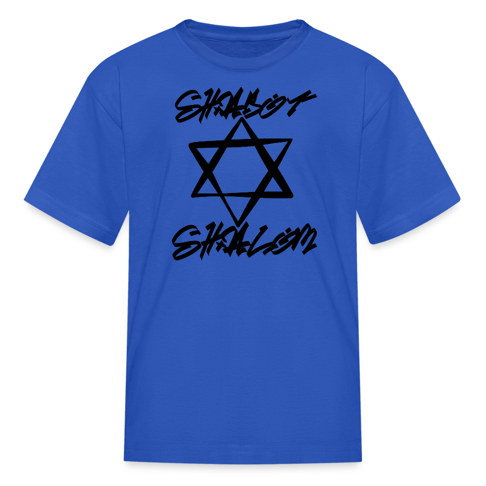 Shabbat Shalom Graffiti Star Kids' T-Shirt - royal blue