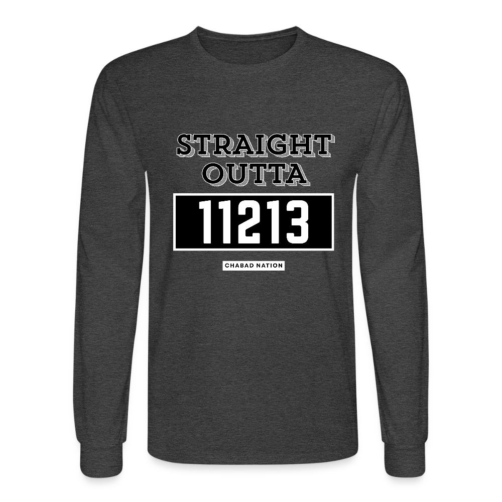 Straight Outta 11213 Men's Long Sleeve T-Shirt - heather black