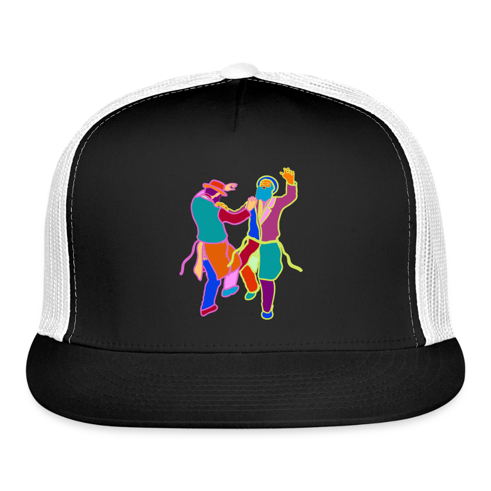 Colorful Dancing Rabbis Trucker Hat - black/white