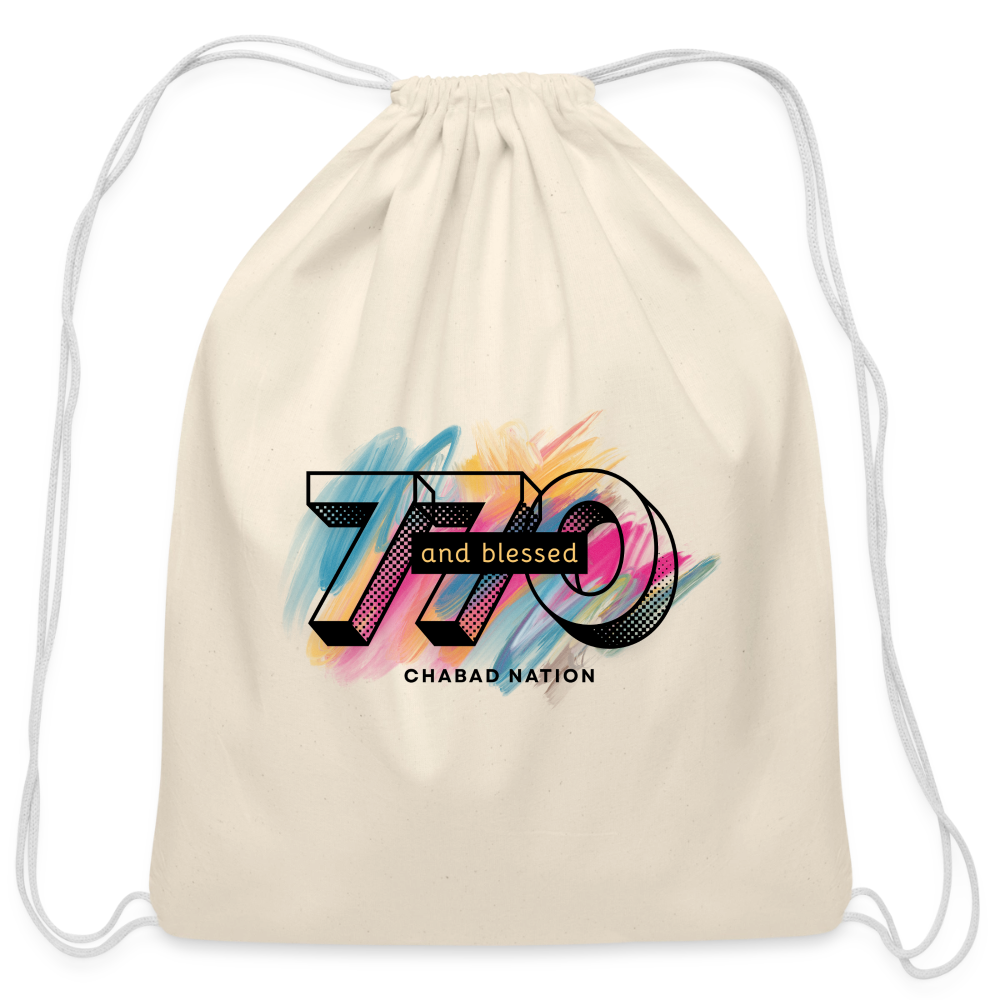 770 And Blessed  Cotton Drawstring Bag - natural