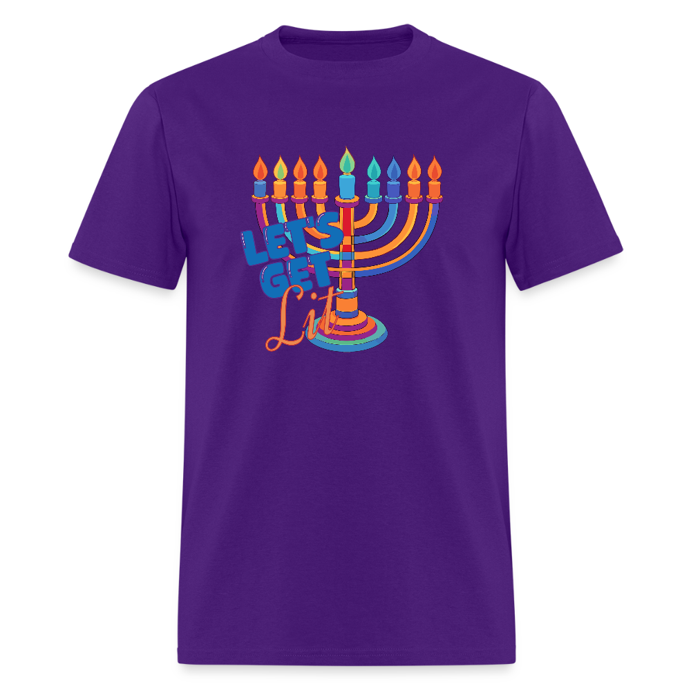 Let's Get Lit Menorah Men's T-Shirt | GILDAN 5000 - purple
