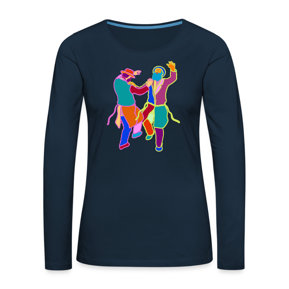 Colorful Dancing Rabbis Women's Premium Long Sleeve T-Shirt - deep navy