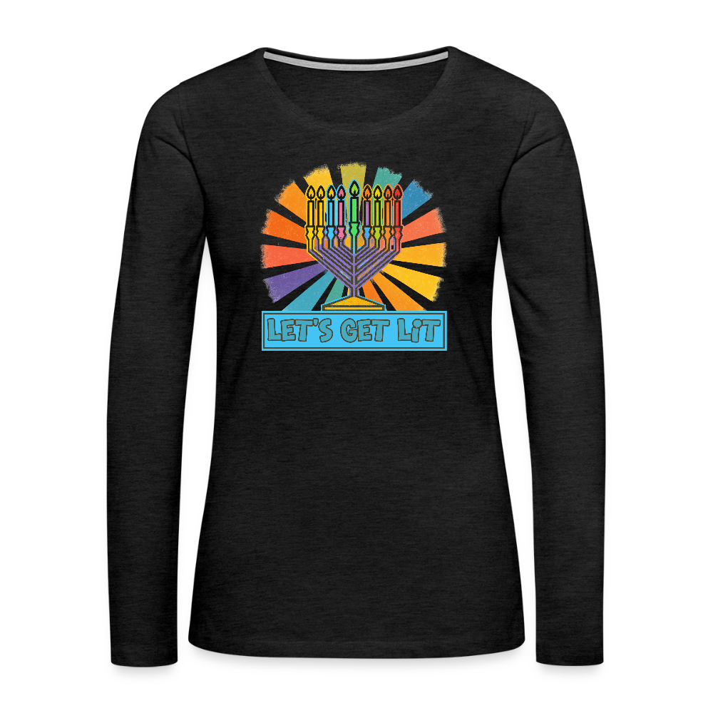 Radiant Retro Let's Get Lit Women's Premium Long Sleeve T-Shirt - charcoal grey
