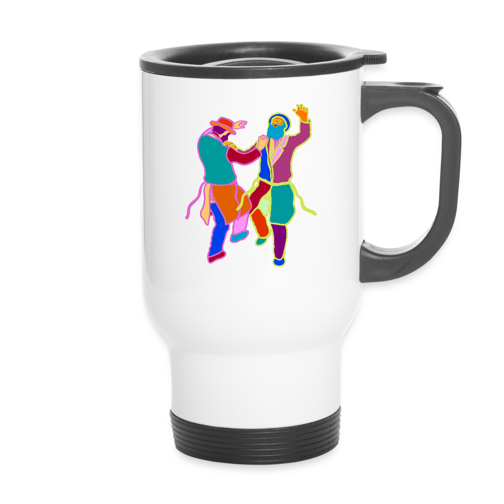Colorful Dancing Rabbis Travel Mug - white